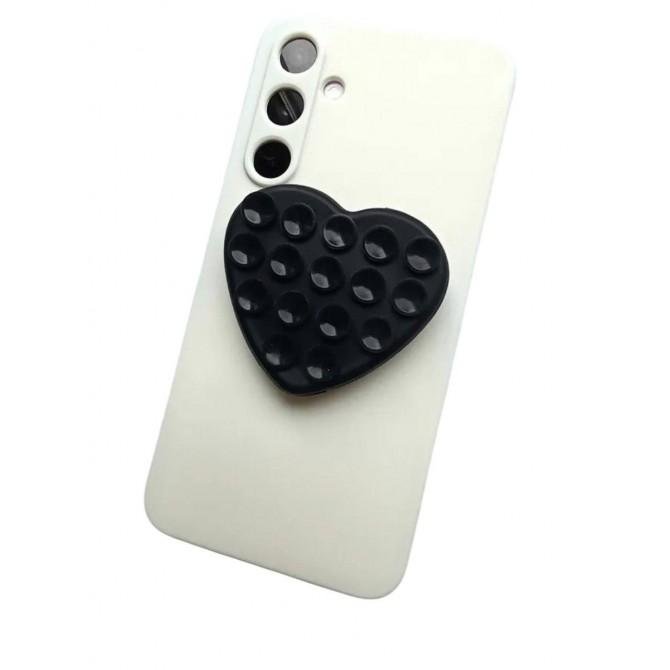 Держатель-присоска Липпер для телефона двухстороннее сердце Black-1