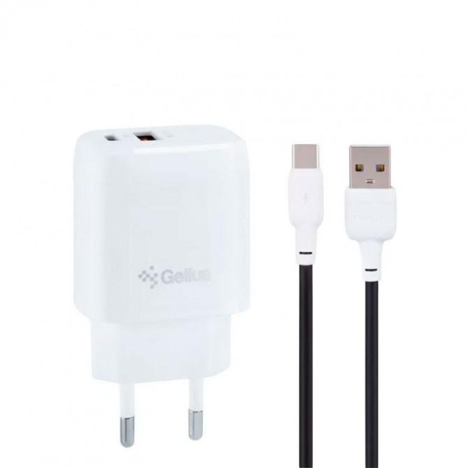 МЗП Gelius Pro X-Duo GP-HC014 USB+Type-C QC3.0/PD20W White + кабель Type-C