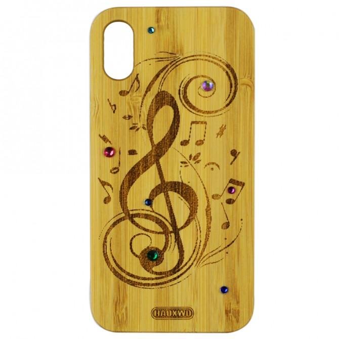 Чохол Bamboo Wooden Case with Diamonds для iPhone X/Xs Мелодія-1