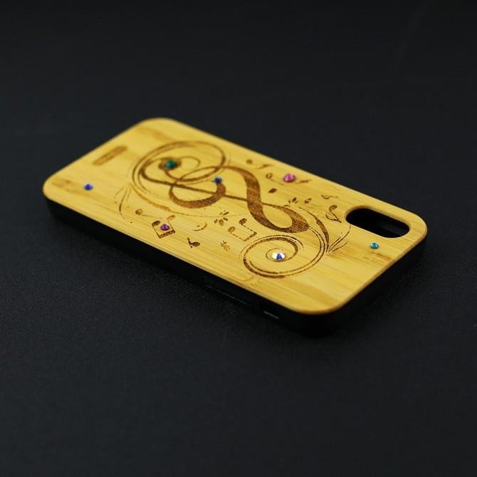 Чохол Bamboo Wooden Case with Diamonds для iPhone X/Xs Мелодія-3
