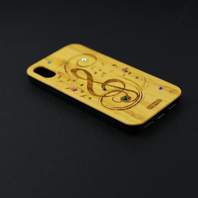 Чохол Bamboo Wooden Case with Diamonds для iPhone X/Xs Мелодія-4