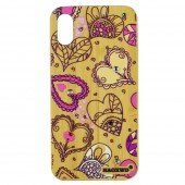 Чехол Bamboo Wooden Case with Diamonds для iPhone Xs Max Серца