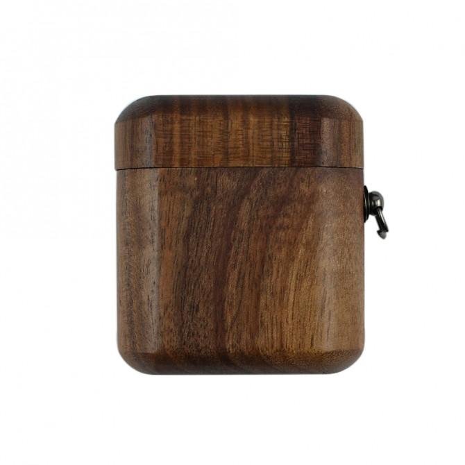 Чехол U-LikeBamboo Wooden Case For Airpods Dark Brown-1