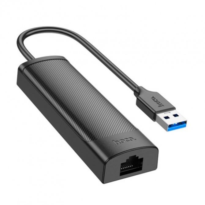 Хаб USB Hoco HB42 Easy 4in1 Gigabit Ethernet Adapter (USB to USB 3.0*3+RJ45) Black-2