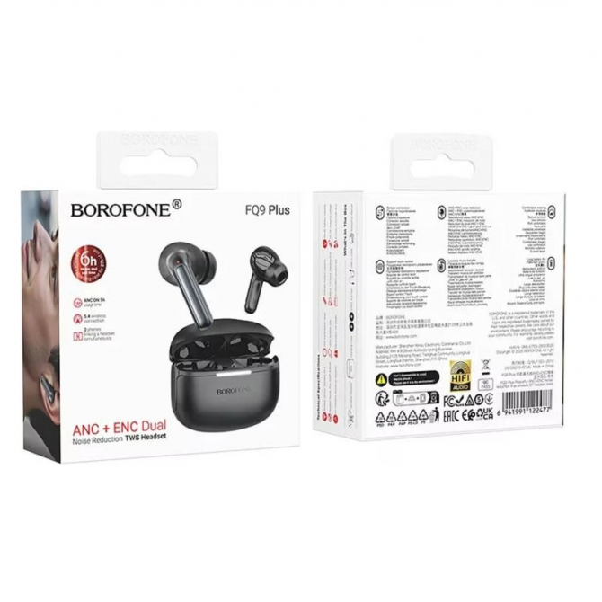 Наушники Bluetooth Headset Borofone FQ9 Plus Peaceful ANC+ENC Black-2
