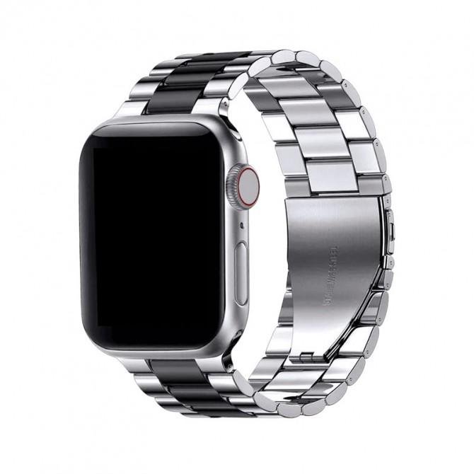 Ремешок для Apple Watch 42/44mm Steel Bead Black-Silver