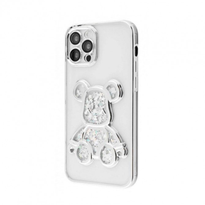 TPU чохол Cute Bear Liquid для iPhone 15 Pro Max Срібний