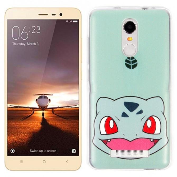 Накладка прорезиненная Pokemon для Xiaomi Redmi Note 3 бирюзовая
