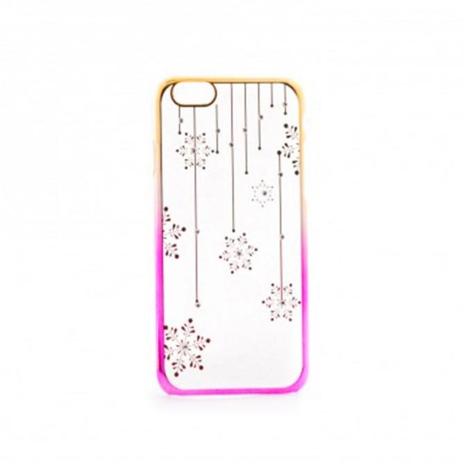 Пластикова накладка Nice зі стразами для Apple iPhone 6/6s (4.7") (Сніжинки / золотий / рожевий)-2
