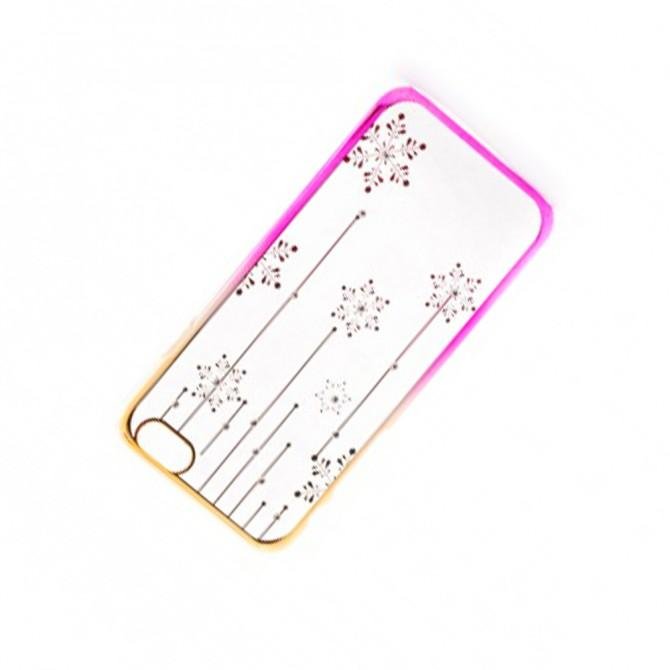 Пластикова накладка Nice зі стразами для Apple iPhone 6/6s (4.7") (Сніжинки / золотий / рожевий)-3