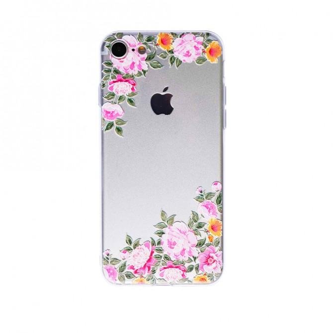 Прозрачный силиконовый чехол "Цветочный орнамент" для Apple iPhone 7 (4.7") (Дикая роза)-2