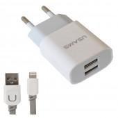 Сетевое зарядное устройство Usams J-TU Lightning (2.4A Dual) White (IPCUJT01)