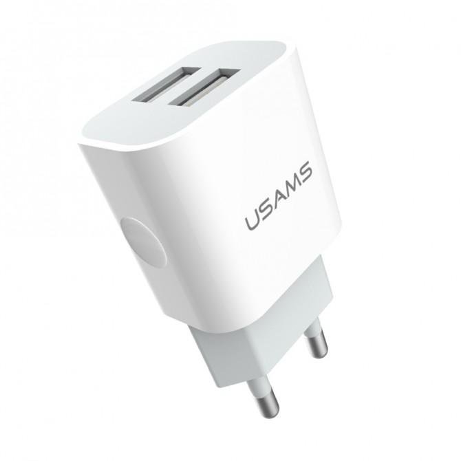 Сетевое зарядное устройство Usams US-CC023 (2.4A Dual) White (US-CC023)