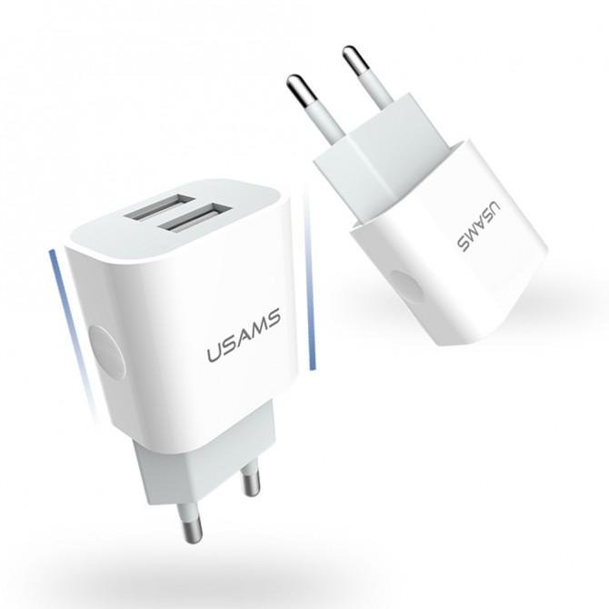 Сетевое зарядное устройство Usams US-CC023 (2.4A Dual) White (US-CC023)-2