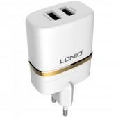 Сетевое зарядное устройство 2USB LDNIO (2.4A) White (DL-AC52)