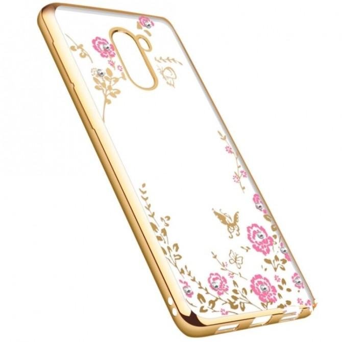 Силиконовый чехол Diamond Flower для Xiaomi RedMi 4 (золотой)-2