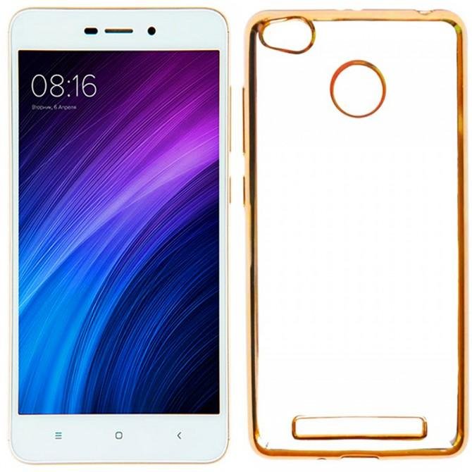 Силиконовая накладка Slim для Xiaomi Redmi 3s/Pro золоая/прозрачная