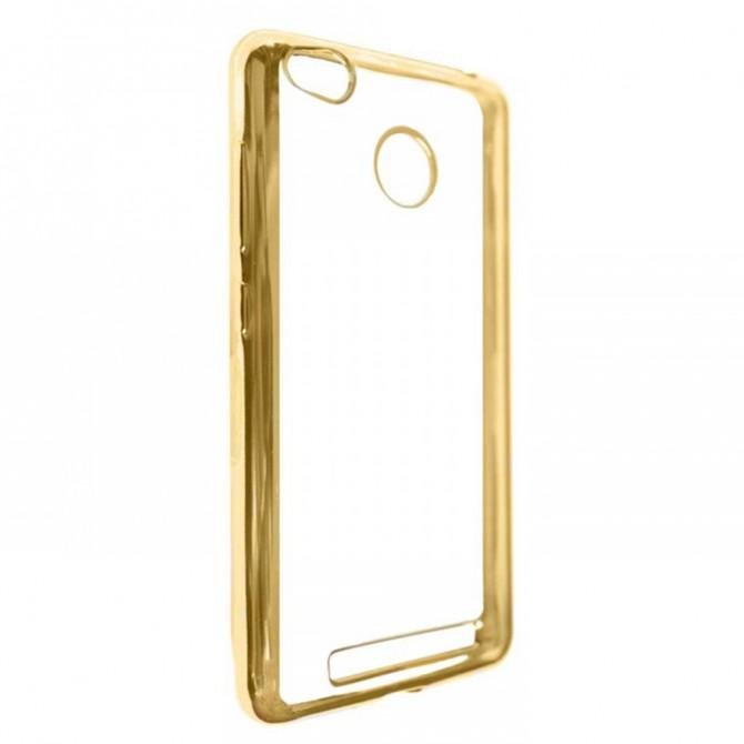 Силиконовая накладка Slim для Xiaomi Redmi 3s/Pro золоая/прозрачная-2