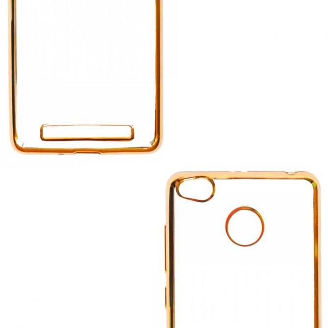 Силиконовая накладка Slim для Xiaomi Redmi 3s/Pro золоая/прозрачная-3