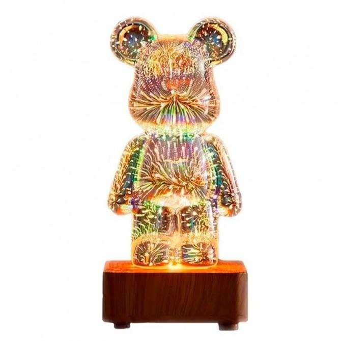Лампа-ночник 3D Медвеженок Bearbrick LED RGB Кабель USB Multicolor
