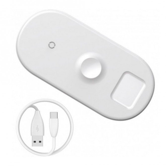Бездротовий зарядний пристрій Baseus Smart 3in1 WX3IN1-C02 White-2