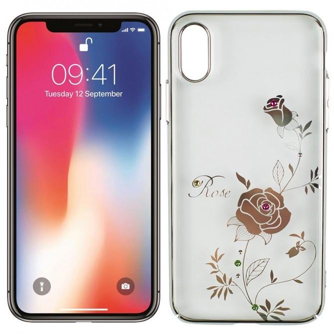 Чохол Kingxbar Foliflora Series для iPhone X Рожевий Срібло