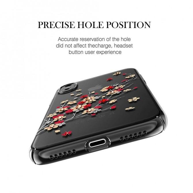 Чохол Kingxbar Flora Series для iPhone X Sakura Чорний-3
