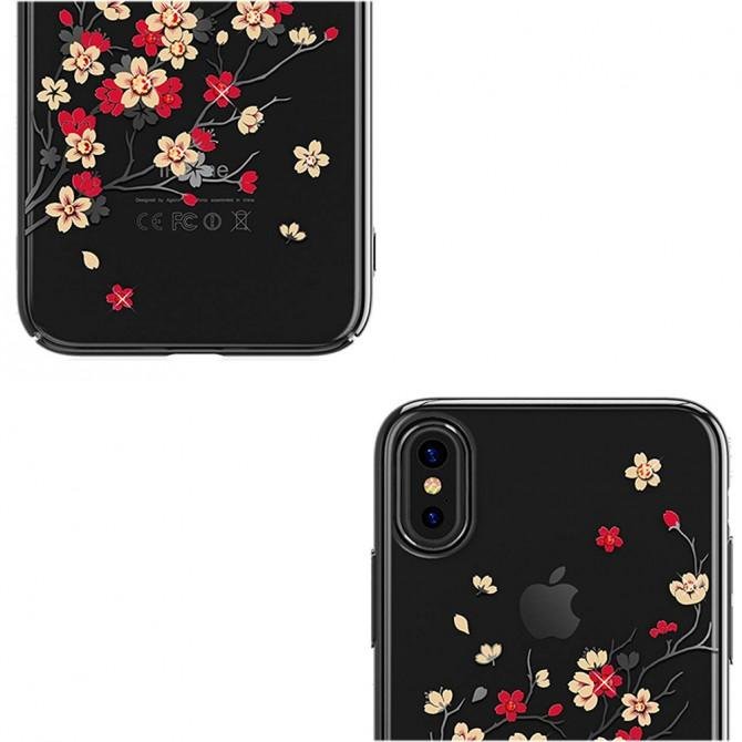 Чохол Kingxbar Flora Series для iPhone X Sakura Чорний-4