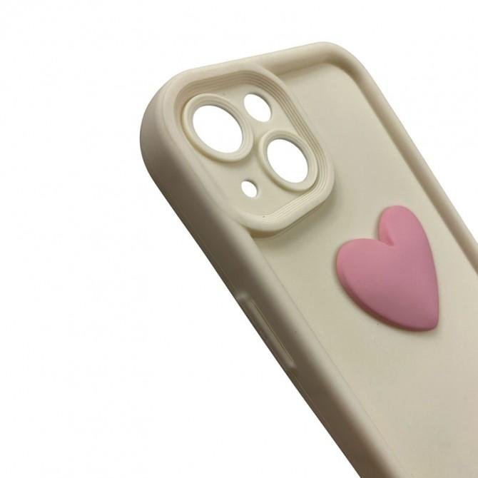 Чехол 3D Heart series for iPhone 14 Milky-1