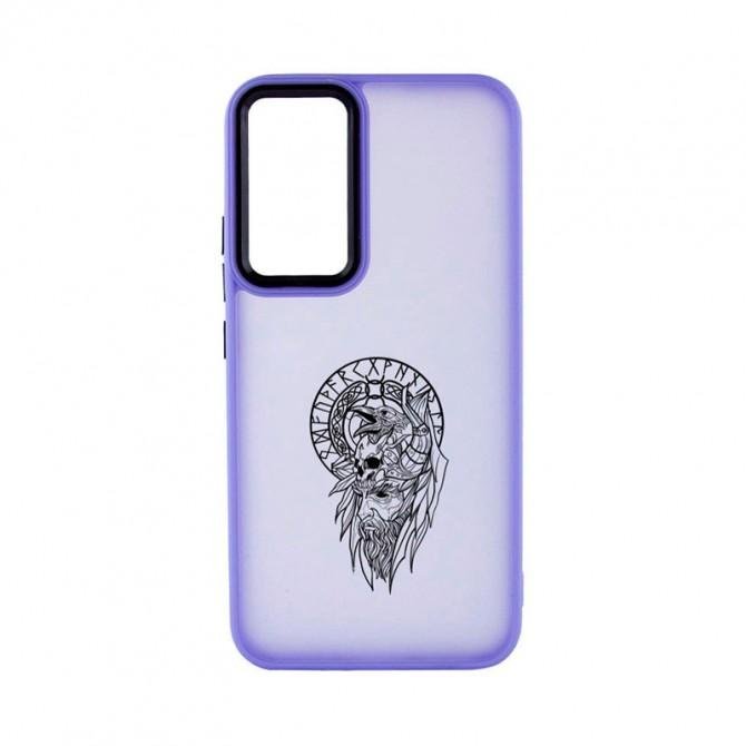 Силиконовая накладка OPrint Cкандынавия black для Samsung Galaxy A15 4G/5G Воин / фиолетовый