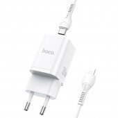 Сетевое зарядное устройство 1USB + Type-C Hoco N13 PD30W+QC3.0 White + Cable Type-C to Lightning Сетевое зарядное устройство 1USB + Type-C Hoco N13 PD30W+QC3.0 White + Cable Type-C to Lightning