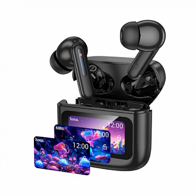 Наушники Bluetooth Headset Hoco EQ14 Cool color TWS with touchscreen Black-3