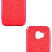 Чохол Silicone 3in1 Блискітки для Samsung J260 Galaxy J2 Core 2018 Червоний