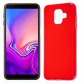 Чохол Silicone 3in1 Блискітки для Samsung J610 Galaxy J6 Plus Червоний