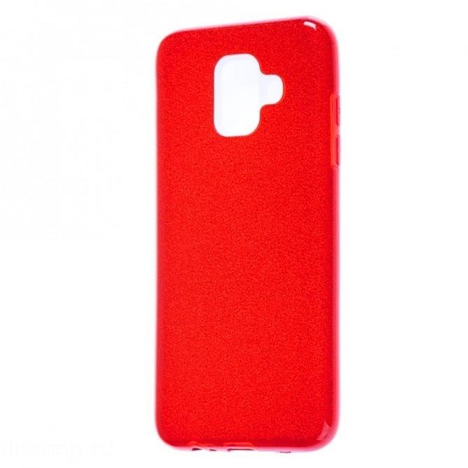Чехол Silicone 3in1 Блёстки для Samsung J610 Galaxy J6 Plus Red-1