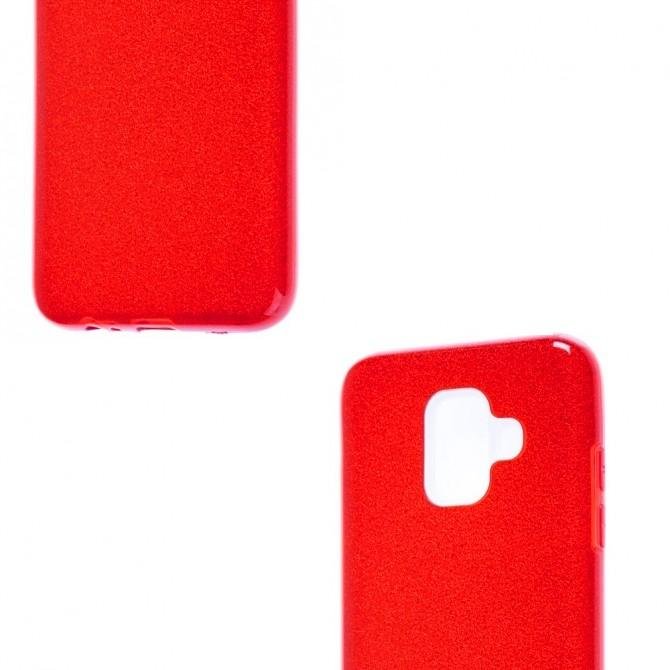 Чехол Silicone 3in1 Блёстки для Samsung J610 Galaxy J6 Plus Red-3