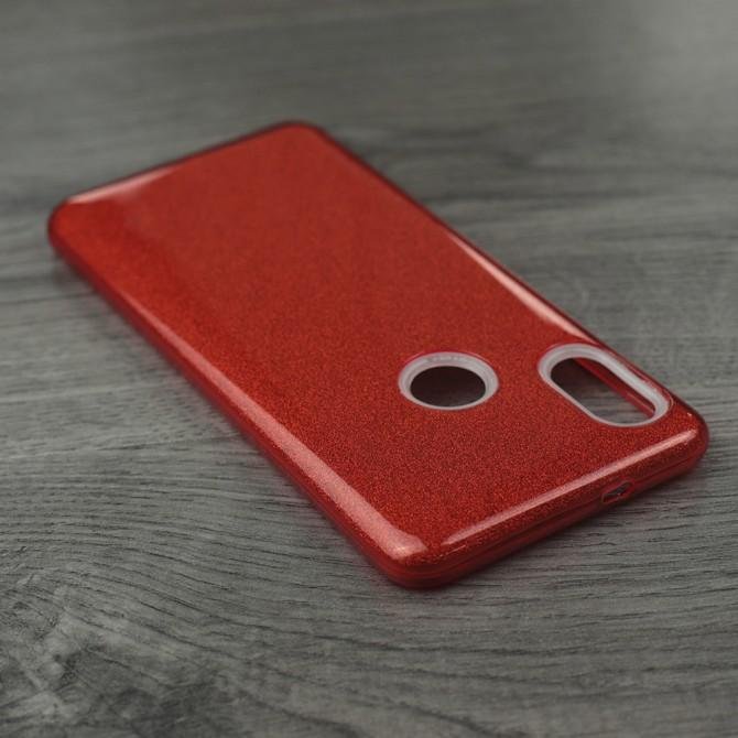 Чохол Silicone 3in1 Блискітки для Xiaomi REDMI Note 6 Pro Червоний-3