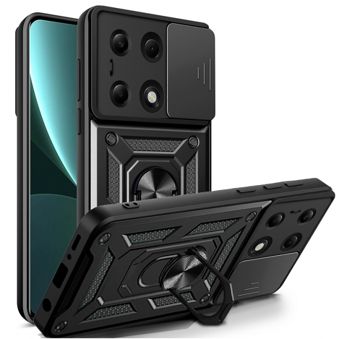Чохол HONOR Hard Defence Xiaomi Redmi Note 13 Pro 4G/Poco M6 Pro Black (with Camshield and magnet)