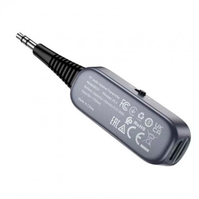 Bluetooth ресивер BOROFONE BC51 Clear way AUX BT receiver Metal Gray-1