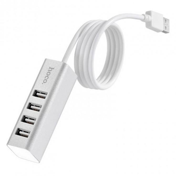 Перехідник Hoco HB1 USB to USB 2.0 (4 Ports) Silver-1
