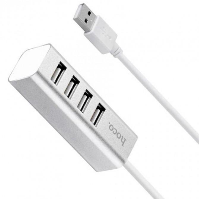 Перехідник Hoco HB1 USB to USB 2.0 (4 Ports) Silver-2
