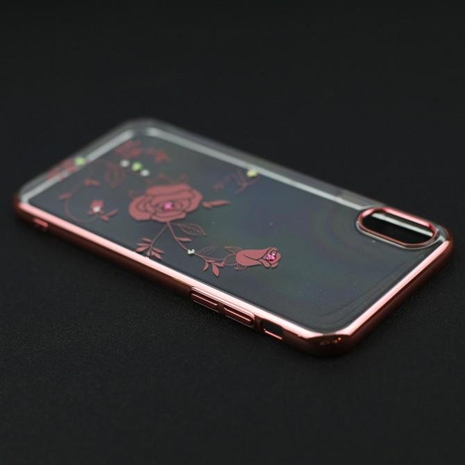Чехол Kingxbar Foliflora Series для iPhone X Rose Red-2