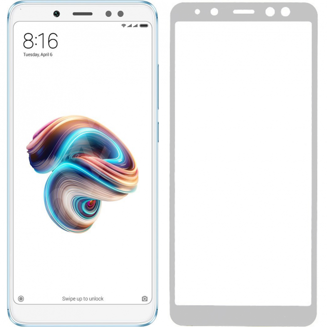 Захисне скло для XIAOMI Redmi Note 5/Note Pro Full Glue (0.3 мм, 2.5D, бiлий)