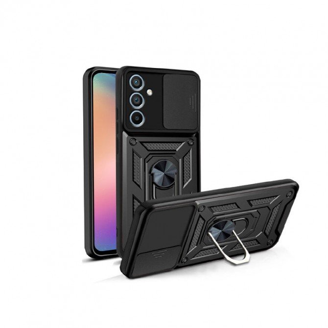 Чохол HONOR Hard Defence Series Samsung A245 Galaxy A24 Black (with Camshield and magnet)-1