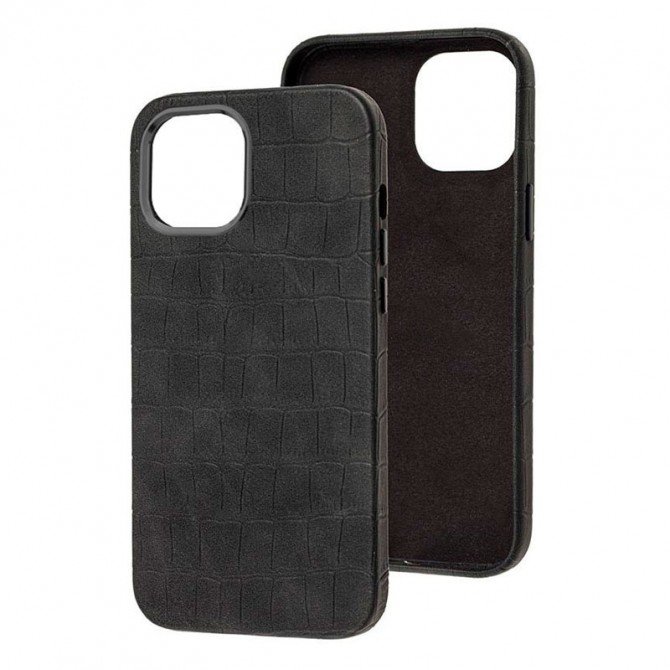 Чохол Leather Croc Case для Apple Iphone 14 Pro (6.1") Black