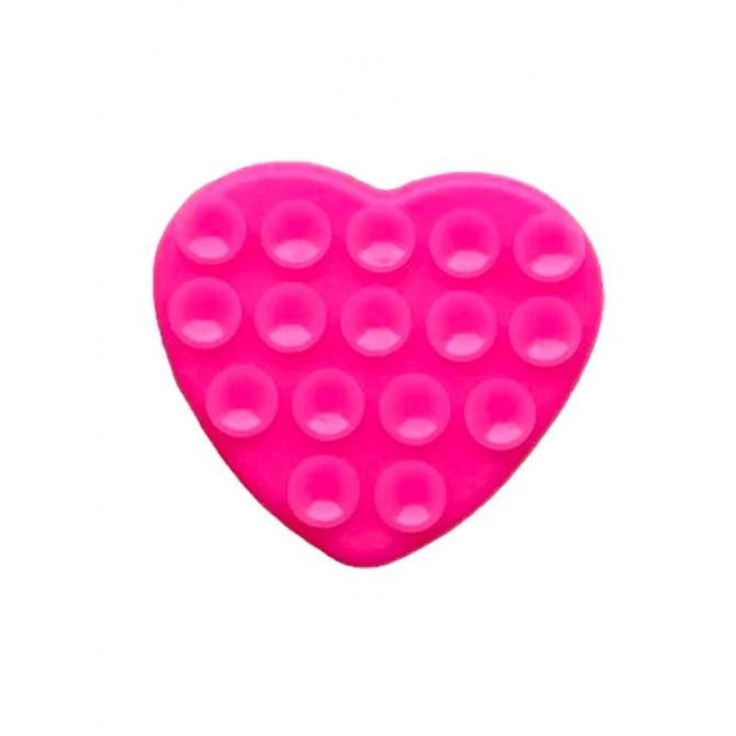 Тримач-присоска Ліппер для телефону двохсторонній серце Pink