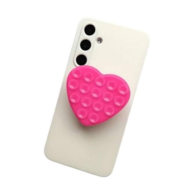 Тримач-присоска Ліппер для телефону двохсторонній серце Pink-1