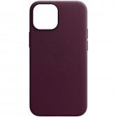 Кожаный чехол Leather Case (AA Plus) with MagSafe для Apple iPhone 14 Pro (6.1'') Dark Cherry