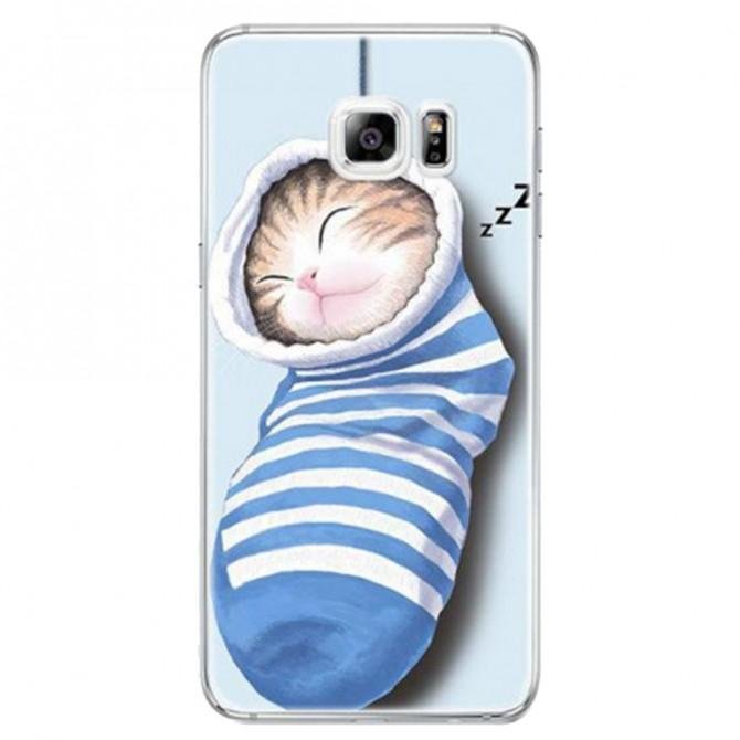 Тонкий силіконовий чохол с принтом "Милі кошенята" для Samsung G930F Galaxy S7 (Кошеня в шкарпетці)-1