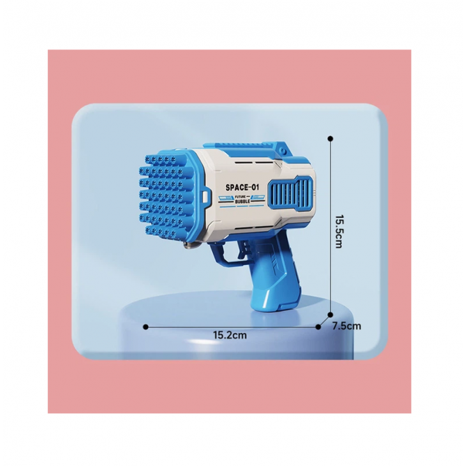 Пістолет для мильних бульбашок Bubble Gun 698-20 з насадками на 32/45 отворів 50ml Blue-2